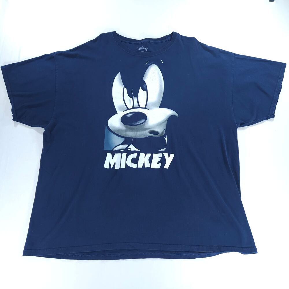 Disney Mickey Mouse Graphic Tee Shirt Men 3XL Navy Blue Big Face Close Up